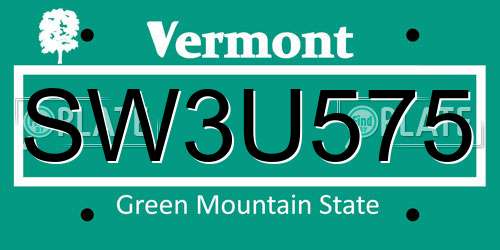 SW3U575 Vermont License Plate