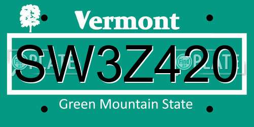 SW3Z420 Vermont License Plate