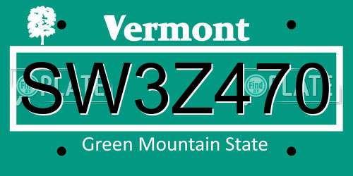 SW3Z470 Vermont License Plate
