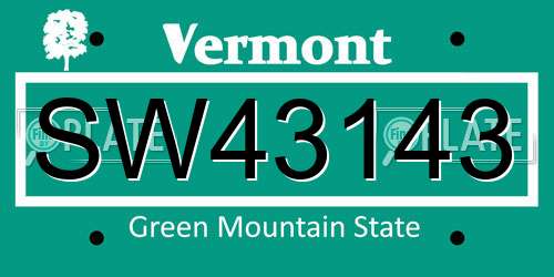 SW43143 Vermont License Plate