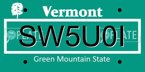 SW5U0I Vermont License Plate