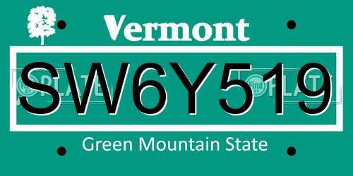 SW6Y519 Vermont License Plate
