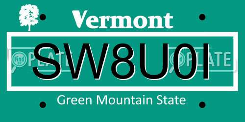 SW8U0I Vermont License Plate