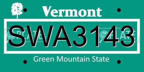 SWA3143 Vermont License Plate