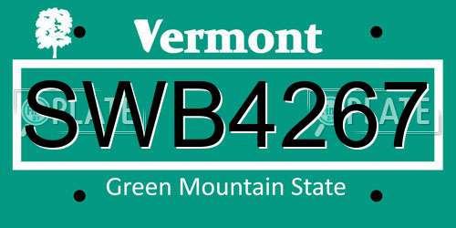 SWB4267 Vermont License Plate