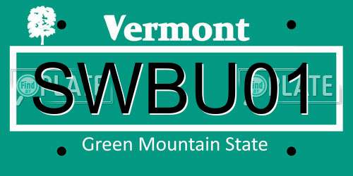 SWBU01 Vermont License Plate