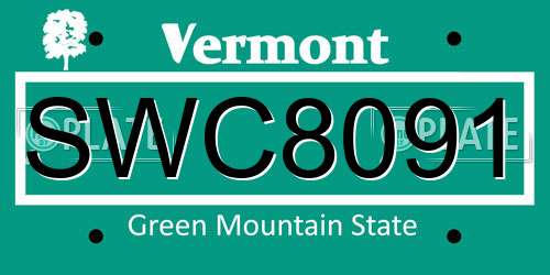 SWC8091 Vermont License Plate