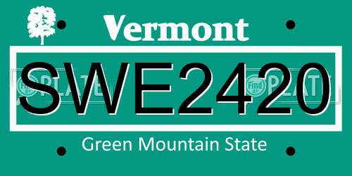 SWE2420 Vermont License Plate