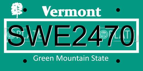 SWE2470 Vermont License Plate