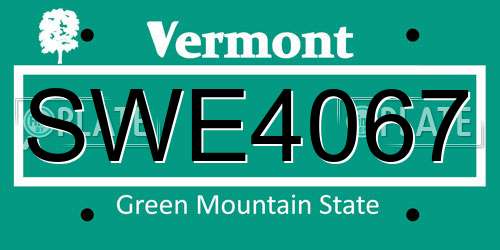 SWE4067 Vermont License Plate