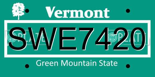 SWE7420 Vermont License Plate