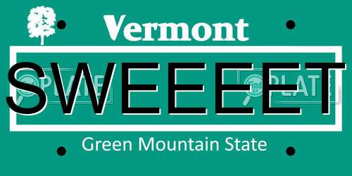 SWEEEET Vermont License Plate