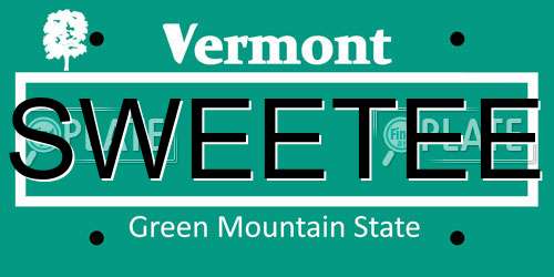 SWEETEE Vermont License Plate