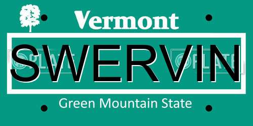 SWERVIN Vermont License Plate