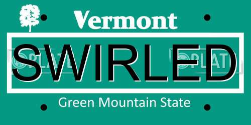 SWIRLED Vermont License Plate