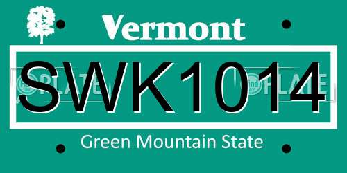 SWK1014 Vermont License Plate