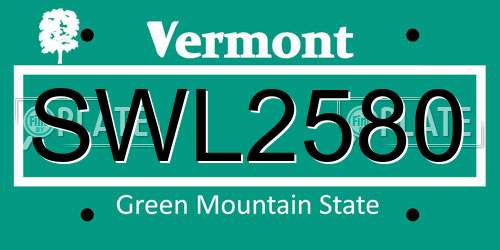 SWL2580 Vermont License Plate