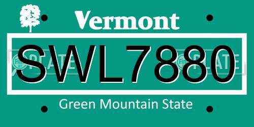 SWL7880 Vermont License Plate