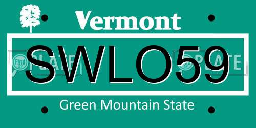 SWLO59 Vermont License Plate