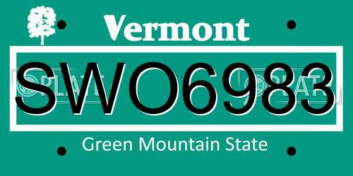 SWO6983 Vermont License Plate