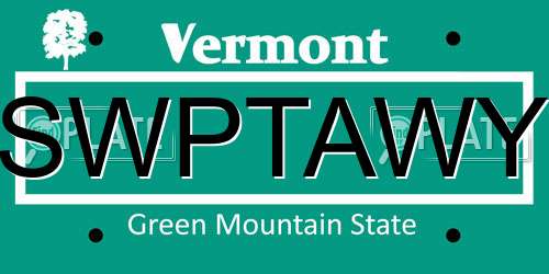 SWPTAWY Vermont License Plate