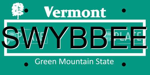 SWYBBEE Vermont License Plate