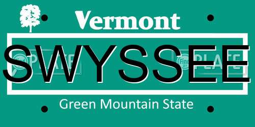 SWYSSEE Vermont License Plate