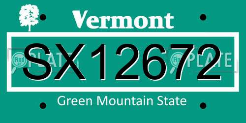 SX12672 Vermont License Plate