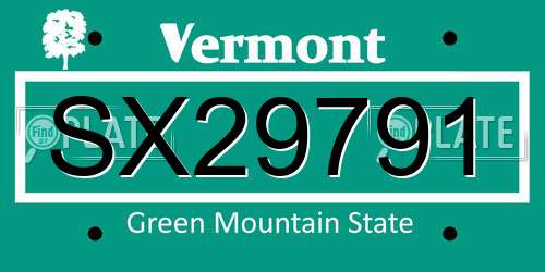 SX29791 Vermont License Plate