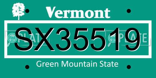 SX35519 Vermont License Plate