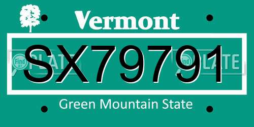 SX79791 Vermont License Plate