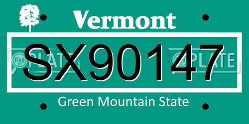 SX90147 Vermont License Plate