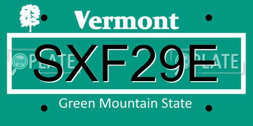 SXF29E Vermont License Plate