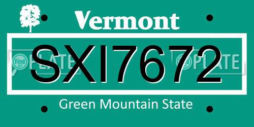 SXI7672 Vermont License Plate