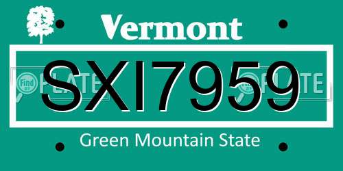 SXI7959 Vermont License Plate
