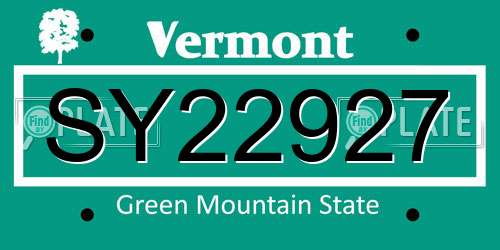 SY22927 Vermont License Plate