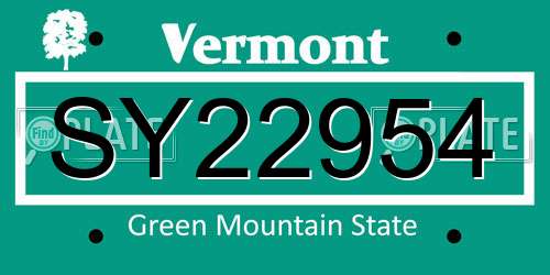 SY22954 Vermont License Plate