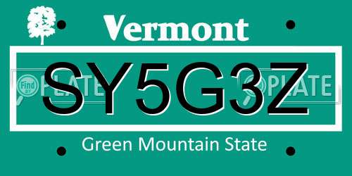 SY5G3Z Vermont License Plate