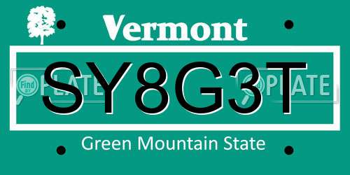 SY8G3T Vermont License Plate