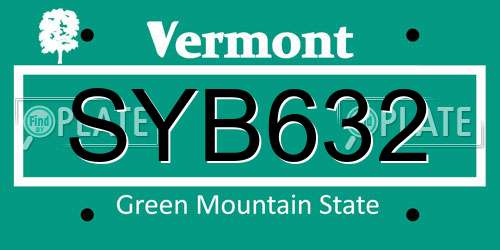 SYB632 Vermont License Plate