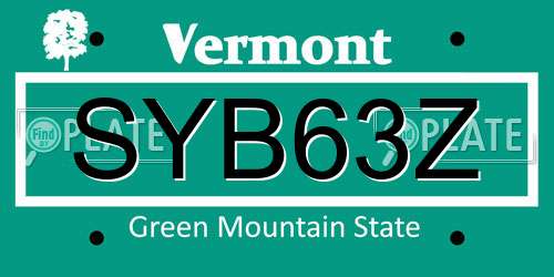 SYB63Z Vermont License Plate