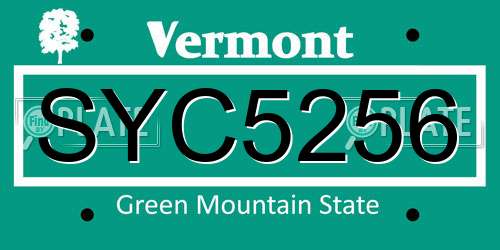 SYC5256 Vermont License Plate