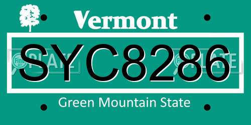 SYC8286 Vermont License Plate
