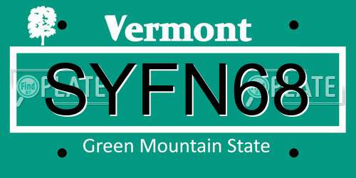 SYFN68 Vermont License Plate