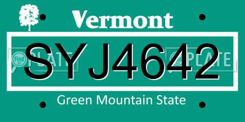 SYJ4642 Vermont License Plate