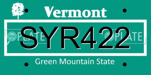 SYR422 Vermont License Plate