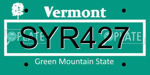 SYR427 Vermont License Plate
