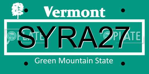 SYRA27 Vermont License Plate