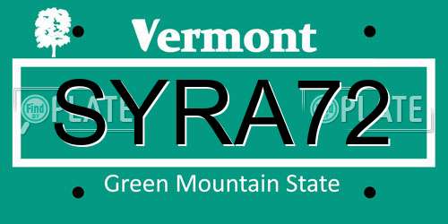 SYRA72 Vermont License Plate