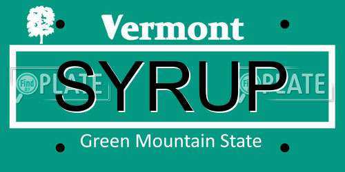 SYRUP Vermont License Plate